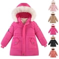 thumbnail image 1 of Agkizg Kids Girls Hooded Puffer Coat Zip Up Thick Winter Jacket with Pockets Solid Color Warm Casual Outerwear, 1 of 6
