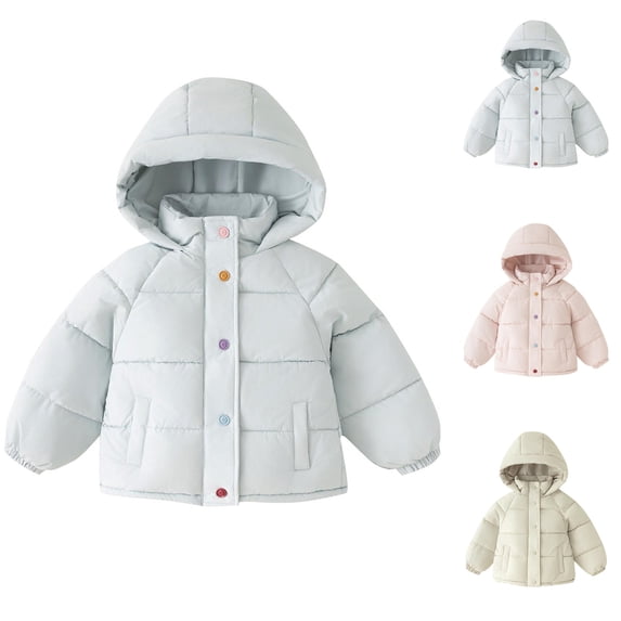 Agkizg Kids Girls Short Down Coat Hooded Thick Winter Puffer Jacket for Warm Casual Outerwear with Pockets