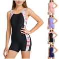 thumbnail image 1 of Agkizg Kids One-Piece Swimsuit Print Sleeveless Rashes Guard Crew Neck Tank Style with Boyshort, 1 of 4
