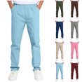 thumbnail image 1 of Agkizg Kids Boys Straight Leg Chino Pants, Elastic Waist Casual School Uniform Trousers with Pockets, Lightweight Pants for Daily Wear, 1 of 6