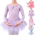 thumbnail image 1 of Agkizg Leotards for Girls Gymnastics, Toddler Kids Girls Children Dance Clothes Long Sleeves Training Clothes Performance Jumpsuit Skirt, Sizes 2-13 Years, 1 of 5