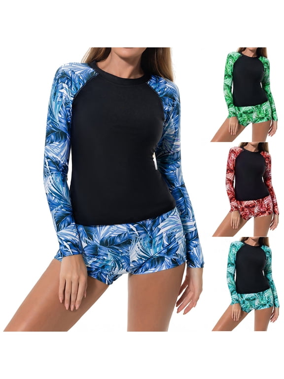 Long Sleeve Zip Up Rashed Guard Swimsuit,UPF 50+ Quickly Dry Surfing Swimwear,Sun Protection Bathing Suits for Beach Vacation (Women's)