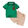 thumbnail image 1 of Agkizg Matching Sets for Kids Clothing Short Sleeve Collared Shirt with Graphic Print and Stretch Belted Shorts with Pockets 2 Piece Boys Daily Casual Outfit Sets, 1 of 5