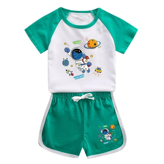 Agkizg Matching Sets for Kids Clothing Toddler Girls Outfit Sets Short Sleeve Crew Neck Graphic Print Top and Elastic Waist Shorts 2 Piece Kids Clothing Sets