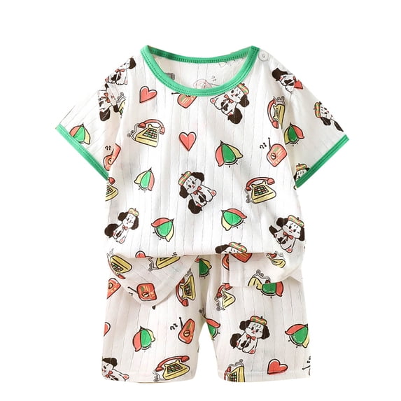 Agkizg Matching Sets for Kids Clothing Toddler Girls Outfit Sets Short Sleeve Crew Neck Graphic Print Top and Elastic Waist Shorts 2 Piece Unisex Kids Lightweight Loungewear Sets
