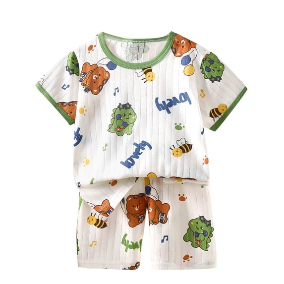 Agkizg Matching Sets for Kids Clothing Toddler Girls Outfit Sets Short Sleeve Crew Neck Graphic Print Top and Elastic Waist Shorts 2 Piece Unisex Kids Lightweight Loungewear Sets