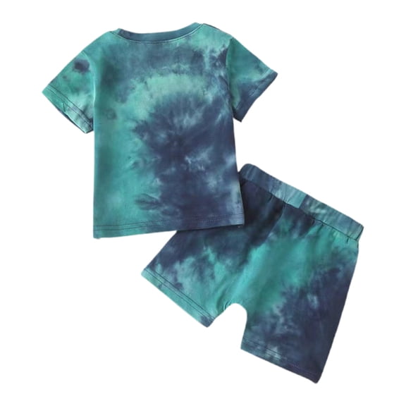 Agkizg Matching Sets for Kids Clothing Short Sleeve Crew Neck Tie Dyes T Shirt and Shorts 2 Piece Fall Winter Boys Casual Outfit Sets