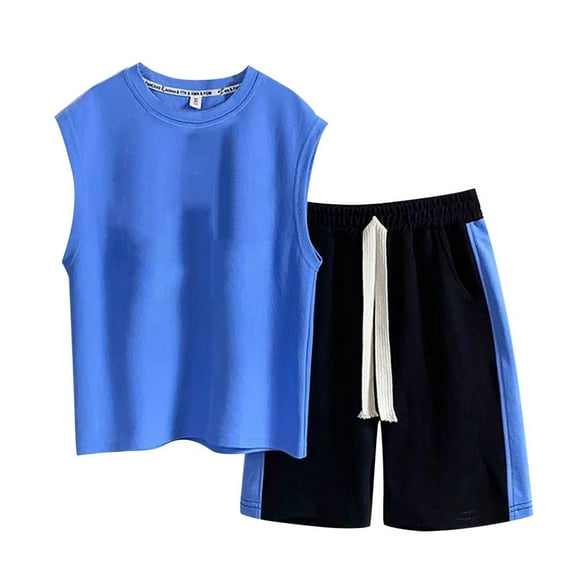 Agkizg Matching Sets for Kids Clothing Sleeveless Top and Shorts 2 Piece Boys Training Activewear Sets Lightweight Toddler Kids Sports Outfit