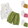 thumbnail image 1 of Agkizg 2PC Solid Lightweight Tank Top Shorts Set Breathable Summer Outfits (Toddler Boy's or Toddler Girl's),2-Piece Set,Sizes 6 Months-6 Years, 1 of 5