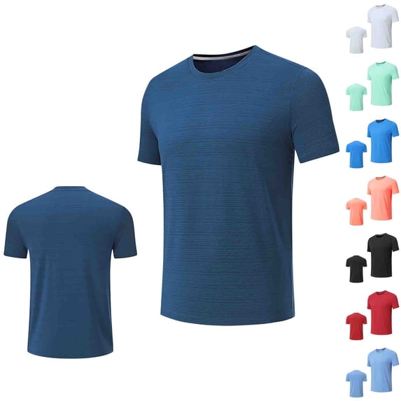 Agkizg Men Athletic T Shirts Solid Color Short Sleeve Crew Neck Tops Gym Workout Casual Sport Daily Wear