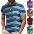 thumbnail image 1 of Agkizg Short Sleeve Button Down Shirt Striped Print Casual Top (Men's or Men's Big & Tall), 1 of 5