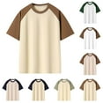 thumbnail image 1 of Agkizg Men Casual T Shirts Color Blocked Short Sleeve Crew Neck Tops Raglan Sleeve Lightweight Soft Comfortable Daily Wear, 1 of 4