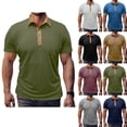 thumbnail image 1 of Agkizg Men Casual T Shirts Solid Color Short Sleeve Turn Down Collar Tops With Pocket Button Breathable Regular Fitting Daily Work Outdoor Wear, 1 of 4