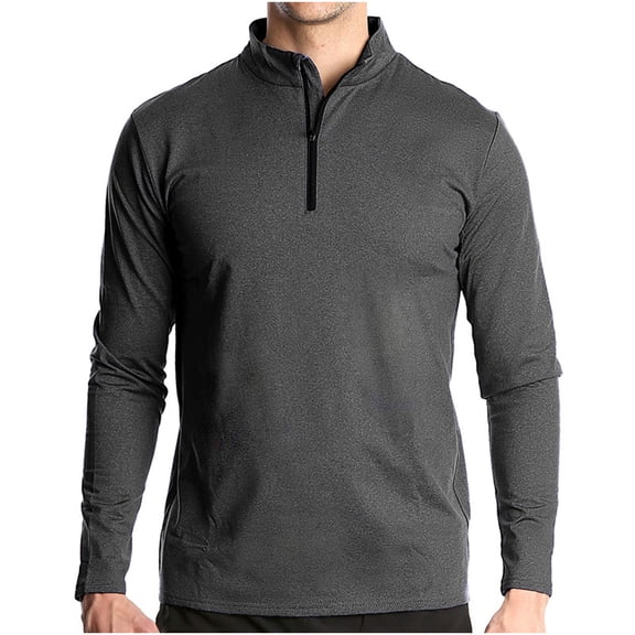 Agkizg Men Long Sleeve Shirts,Mens Casual Shirts,Men's Long Sleeve Breathable Solid Color Half-Zip Pullover Running T-Shirt Tops