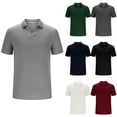 thumbnail image 1 of Agkizg Men Summer Shirts Solid Color Short Sleeve V Neck Tops Button Closure Casual Classic Regular Fitting Daily Wear, 1 of 4