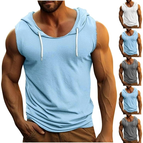 Agkizg Men's Casual Tank Top Solid Color Crew Neck Sleeveless Lightweight Daily Top