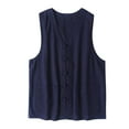 thumbnail image 1 of Agkizg Men's Casual Vests Solid Color Sleeveless V Neck Button Down Cardigan Summer Top, 1 of 3