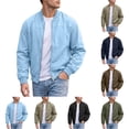 thumbnail image 1 of Agkizg Men's Fall Winter Jackets, Solid Stand Collar Jacket Raglan Sleeves Elastic Cuffs Versatile Daily Long Sleeve Casual Outerwear, 1 of 7