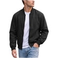 thumbnail image 1 of Agkizg Men's Fall Winter Jackets, Solid Stand Collar Jacket Raglan Sleeves Elastic Cuffs Versatile Daily Long Sleeve Casual Outerwear, 1 of 7