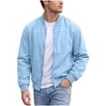 thumbnail image 1 of Agkizg Men's Fall Winter Jackets, Solid Stand Collar Jacket Raglan Sleeves Elastic Cuffs Versatile Daily Long Sleeve Casual Outerwear, 1 of 7