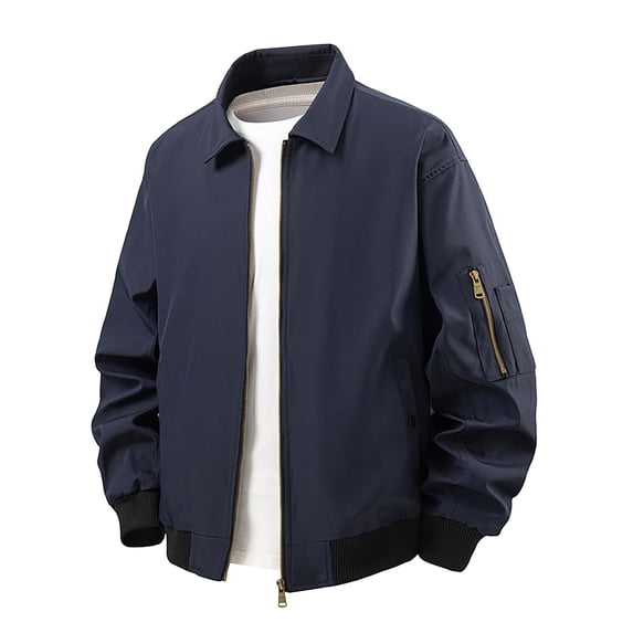 Agkizg Men's Fall Winter Jackets, Solid Zip Up Athletic Jacket Long Sleeve Outer and Inner Pockets Outdoor Running Fitness Casual Coat
