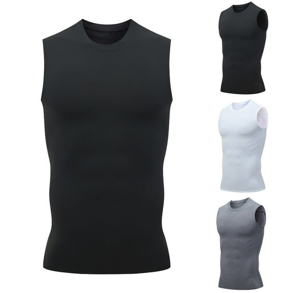 Agkizg Men's Workout Tank Top Solid Color Crew Neck Sleeveless Summer ...