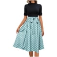 thumbnail image 1 of Agkizg Mock Neck Short Sleeve Dress Button Front Belted Solid Color Casual Summer Midi Dress (Women's or Women's Plus),Sizes M, 1 of 5