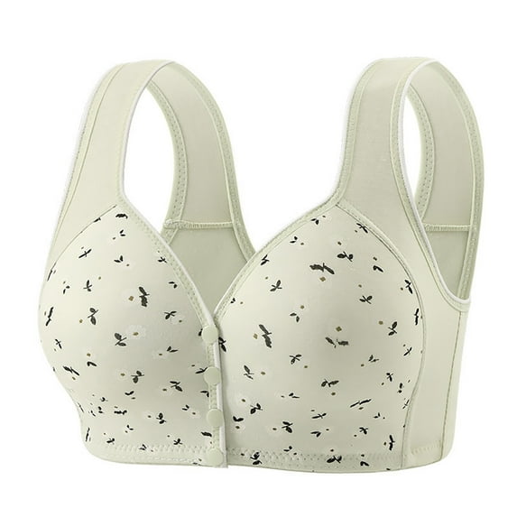 Agkizg Plus Size Floral Print Wireless Daily Bra,Push Up Breathable ...