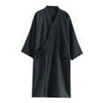 thumbnail image 1 of Agkizg Plus Size Men's Cottons Bathrobe,Long Robes for Men's House Robes,Mens Casual Summer Long Sleeve V-Neck Lightweight Breathable Robe with Straps Pockets Loungewear Home Wear, 1 of 4