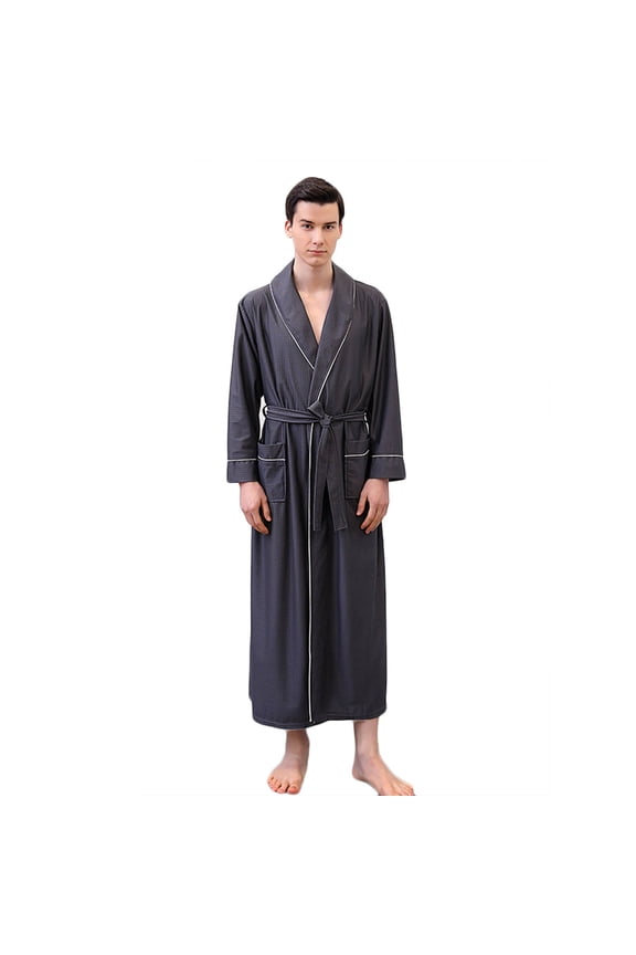 Plus Size Men's Cottons Bathrobe,Long Robes for Men's House Robes,Mens Satin Waffles Knit Long Sleeve Robe Absorbent Quickly Dry Pajamas Bathrobe Loungewear Home Wear