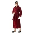 thumbnail image 1 of Agkizg Plus Size Men's Fleece Lined Bathrobe,Long Robes for Men's House Robes,Korean Style Bathrobe Half Fleece Robe with Collar Couple Matching Thickened Sleepwear Winter Home Wear, 1 of 4