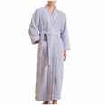 thumbnail image 1 of Agkizg Plus Size Men's Fleece Lined Bathrobe,Long Robes for Men's House Robes,Mens Bathrobe Turn-Down Collar Knee-Length Long Robe with Straps Solid Color Plushs Sleepwear Home Wear, 1 of 4