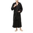 thumbnail image 1 of Agkizg Plus Size Men's Fleece Lined Bathrobe,Long Robes for Men's House Robes,Unisex Bathrobe Solid Color Hooded Cottons Fleece Robe with Straps Plus Size Long Sleeve Long Length Sleepwear, 1 of 4