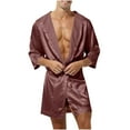 thumbnail image 1 of Agkizg Plus Size Men's Silk Satin Bathrobe,Long Robes for Men's House Robes,Mens Casual Stylish Solid Color Hooded Short Sleeve Pajamas with Straps Sleepwear Loungewear Home Wear, 1 of 4