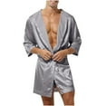 thumbnail image 1 of Agkizg Plus Size Men's Silk Satin Bathrobe,Long Robes for Men's House Robes,Mens Casual Stylish Solid Color Hooded Short Sleeve Pajamas with Straps Sleepwear Loungewear Home Wear, 1 of 4