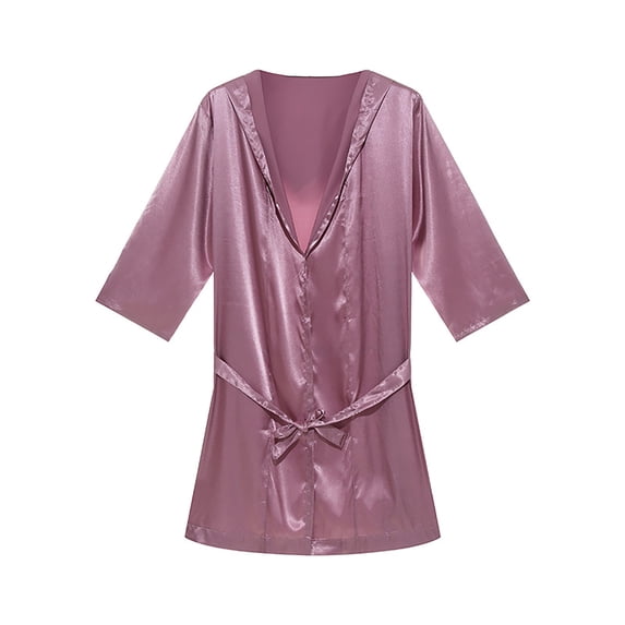 Agkizg Plus Size Men's Silk Satin Bathrobe,Long Robes for Men's House Robes,Mens Solid Color Lightweight Short Sleeve Plus Size Pajamas with Straps Sleepwear Loungewear Home Wear