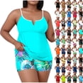 thumbnail image 1 of Agkizg Plus Size Tankini Swimsuits for Two Piece Bathing Suits Solid Color Tankini Set Padded Sleeveless Camisole Two Piece Swimsuit for Casual Summer Beachwear Swimsuits (Women's or Women's Plus), 1 of 6