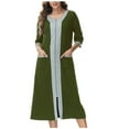 thumbnail image 1 of Agkizg Plus Size Women's Cottons Bathrobe,Long Robes for Women's House Robes,Womens Casual Loose Fitting 3/4 Sleeve Sleep Dress Comfortable Pajamas Loungewear Home Wear, 1 of 4