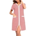 thumbnail image 1 of Agkizg Plus Size Women's Cottons Bathrobe,Long Robes for Women's House Robes,Womens Casual Loose Fitting Short Sleeve Striped Print Sleepwear Set Pajamas Robe Nightgown Loungewear Home Wear, 1 of 3