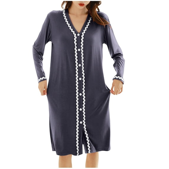 Agkizg Plus Size Women's Cottons Bathrobe,Long Robes for Women's House Robes,Womens Solid Color Cardigan Robe Plus Size Mid-Length Outerwear-Friendly Bathrobe Loungewear Home Wear