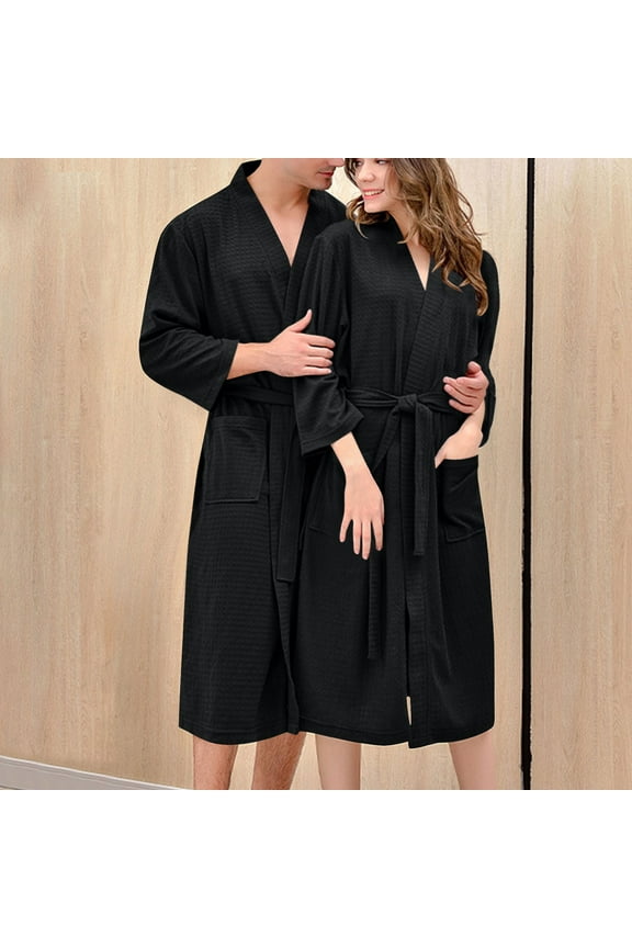 Plus Size Women's Cottons Bathrobe,Long Robes for Women's House Robes,Womens Waffles Robe Lightweight Long Length Couple Matching Bathrobe Hotel Style Loungewear Home Wear
