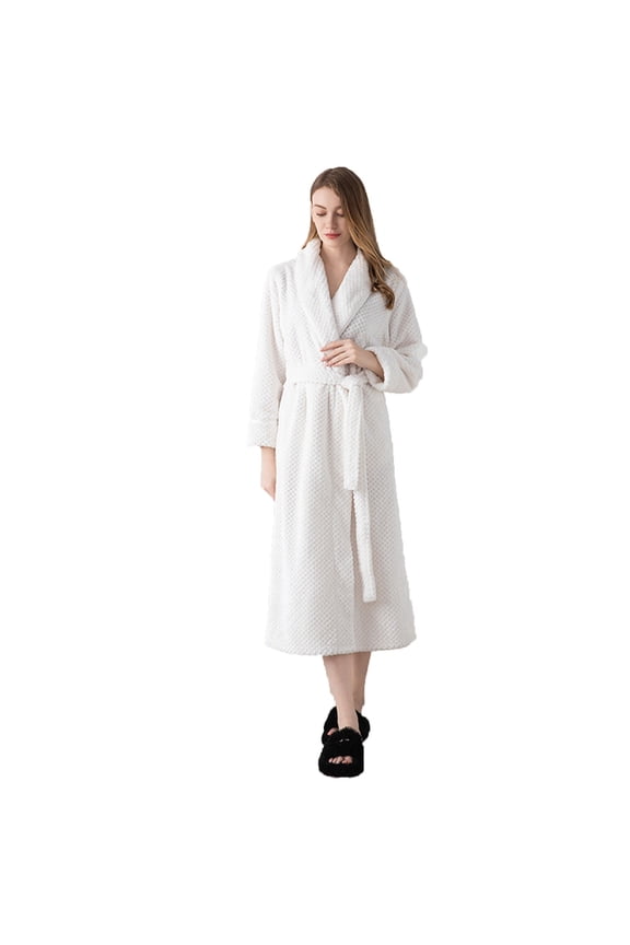 Plus Size Women's Fleece Bathrobe,Long Robes for Women's House Robes,Winter Bathrobe Thick Half Fleece Korean Style Robe with Collar Couple Sleepwear Quickly Dry Absorbent Loungewear Home Wear