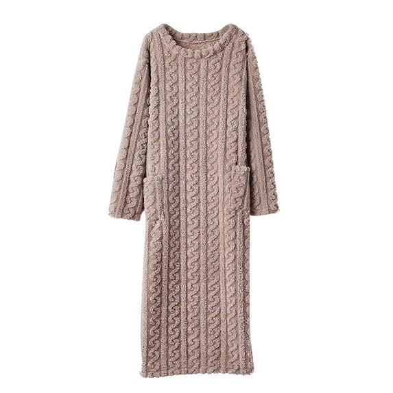 Agkizg Plus Size Women's Fleece Lined Bathrobe,Long Robes for Women's House Robes,Womens Fashion Solid Color Loose Warm Robe for Winter Home Loungewear Sleepwear
