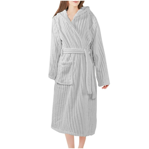 Agkizg Plus Size Women's Fleece Lined Bathrobe,Long Robes for Women's House Robes,Womens Fleece Bathrobe Set Long Robe with Hood Quickly Dry Absorbent Loungewear for Winter