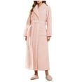thumbnail image 1 of Agkizg Plus Size Women's Fleece Lined Bathrobe,Long Robes for Women's House Robes,Womens Fleece Robe Lapel Collar Thick Flannel with Pockets Bathrobe Long Belt Sleepwear Loungewear, 1 of 3