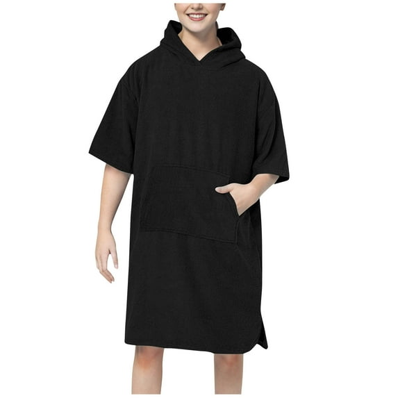 Agkizg Plus Size Women's Fleece Lined Bathrobe,Long Robes for Women's House Robes,Womens Hooded Long Sleeve Cape Robe with Pockets Solid Color Soft Warm Bathrobe Sleepwear Loungewear