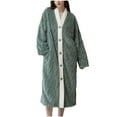 thumbnail image 1 of Agkizg Plus Size Women's Fleece Lined Bathrobe,Long Robes for Women's House Robes,Womens Long Sleeve Velvet Robe Warm Comfortable Bathrobe Sleepwear Home Wear for Winter, 1 of 4