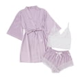 thumbnail image 1 of Agkizg Plus Size Women's Silk Satin Bathrobe,Long Robes for Women's House Robes,Womens 3PC Lace Sleepwear Set Robe Pajamas Comfortable Loungewear Home Wear, 1 of 4
