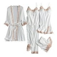 thumbnail image 1 of Agkizg Plus Size Women's Silk Satin Bathrobe,Long Robes for Women's House Robes,Womens 5PC Set Silk Camisole Pajamas with Padded Cups Gold Floral Print Thin Sleepwear Loungewear Home Wear, 1 of 3