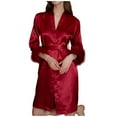thumbnail image 1 of Agkizg Plus Size Women's Silk Satin Bathrobe,Long Robes for Women's House Robes,Womens Casual Feathers Silk Robe 3/4 Sleeve Bathrobe Morning Gown Loungewear Sleepwear, 1 of 4
